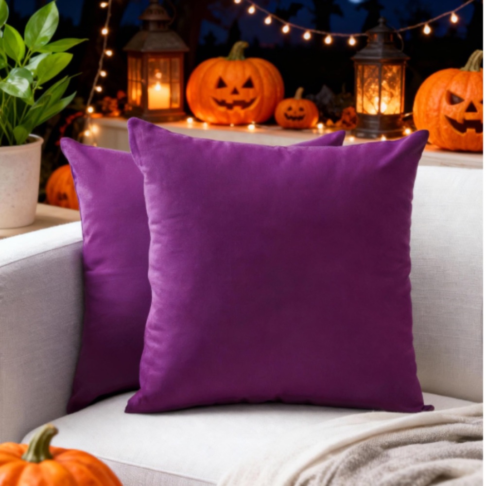 Purple VELVET Throw Pillow Covers LARGE 24x24” (2-pack)